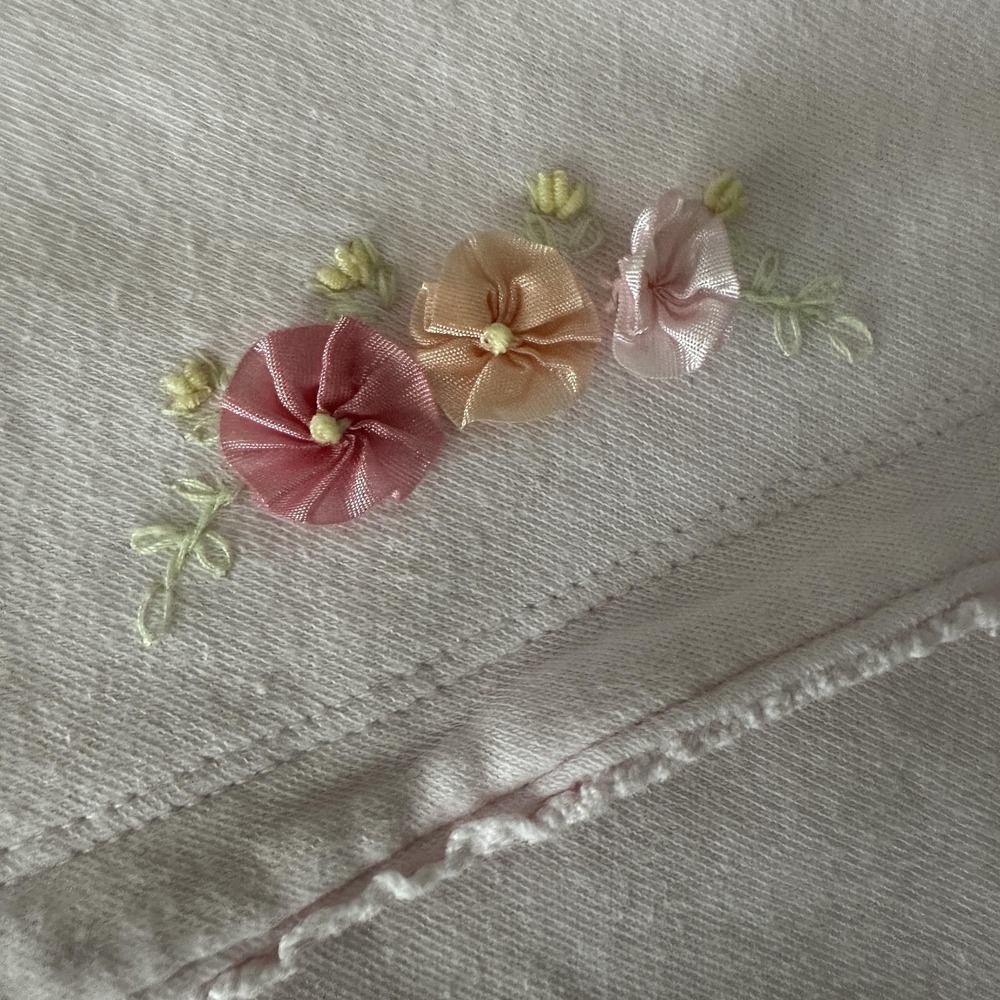 VTG Baby Girls Pink Floral Hooded Towel 6-9 Months 100% Cotton Bath Wrap Infant
